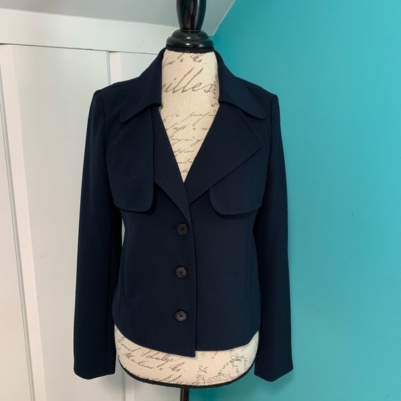 ANN TAYLOR Very Dark Blue Military Style Blazer - Picture 1 of 7